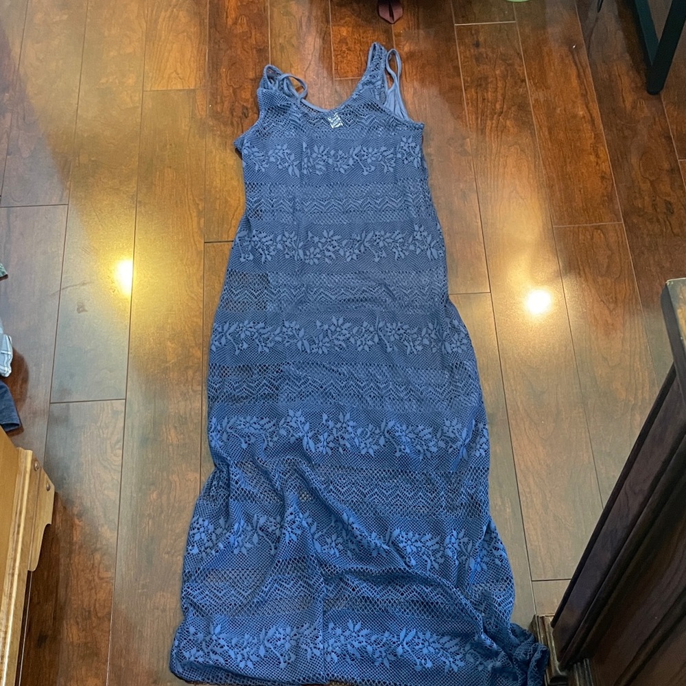 Bar III Blue Sleeveless Spaghetti Strap Sheath Maxi Dress